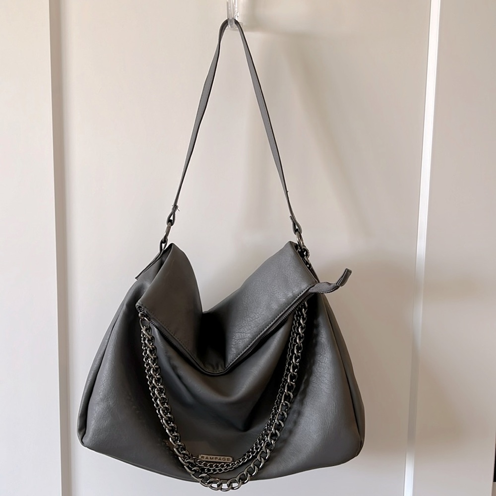 Rampage -Womens Large Gray Shoulder Bag 14 x 10 x 5 inch